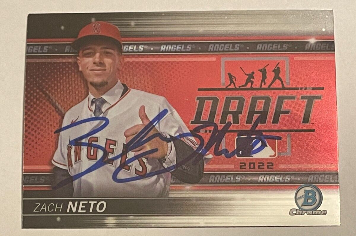 Signed auto autograph ZACH NETO 2022 1st Bowman Chrome Draft autographed COA