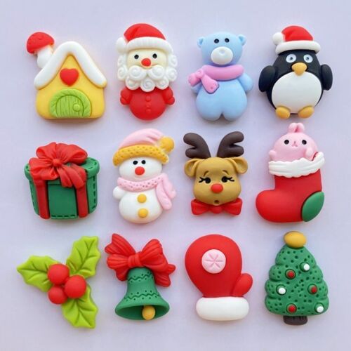 Christmas Series Resin Flat Back Cabochon Scrapbooking Craft Decoration 12pcs Se - Picture 1 of 25