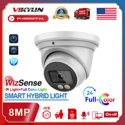 Vikylin 8MP 4K Smart Dual Light WizSense IP Camera Full Color Colorvu POE US