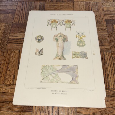 Dessins De Bijoux French Art Nouveau Plate C. 1900-1920 14.4x10.5 MR45