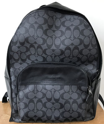 Genuine Coach Charter Charcoal Gray Black Leather Backpack Book