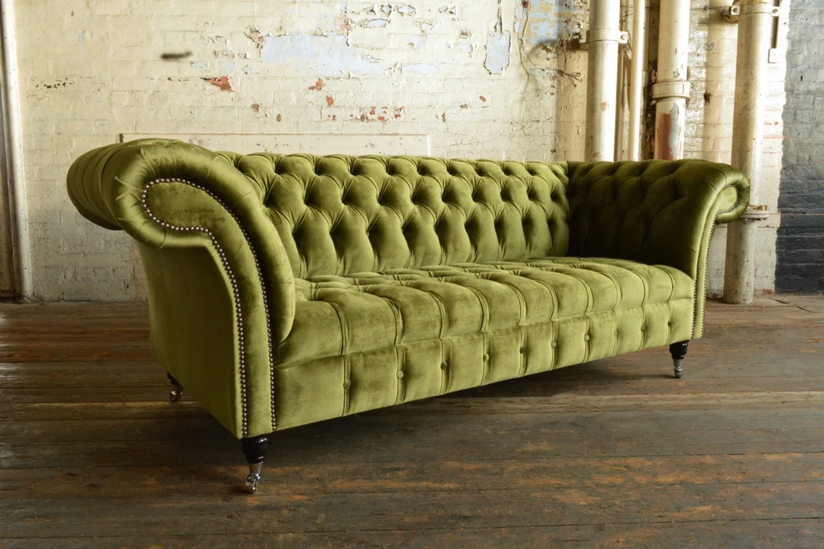 Green hotsell chesterfield couch