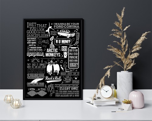 Arctic Monkeys Poster Song Lyric Print Doodle Art Wall Hanging B&W Gift Idea - 第 5/11 張圖片