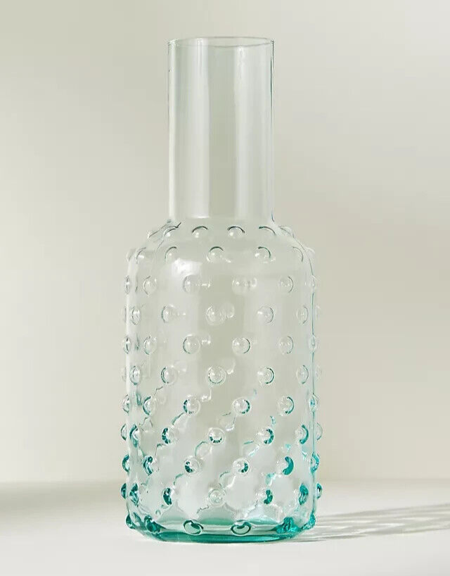 Anthropologie Hobnail Glass Carafe Eva Pitcher Vase Seafoam Blue NEW eBay