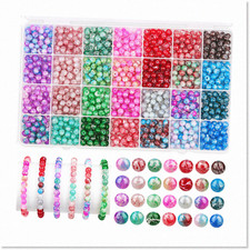 1000PCS DIY Jewelry Making Kit - 6mm Crystal Pattern Bead Stone Beaded in 28 Col