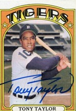 TONY TAYLOR  Signed 1972 Topps  #511 Tigers Guaranteed Authentic KOA LOA  
