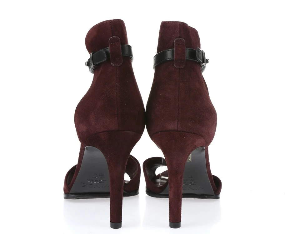 Womens Vince Adley 228712 Plum Suede Ankle Strap High Heel Sandals Size 9.5 M 41 - Image 3 of 4
