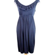 𝅺LOFT  Little Black Dress Chiffon Trim Feminine V-neck Size XSP or Girls Large