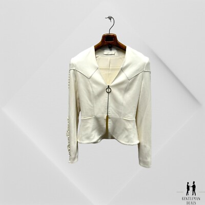 Jonathan Simkhai Womens Blazer Evening jacket Ivory S Small Zip - Main Image