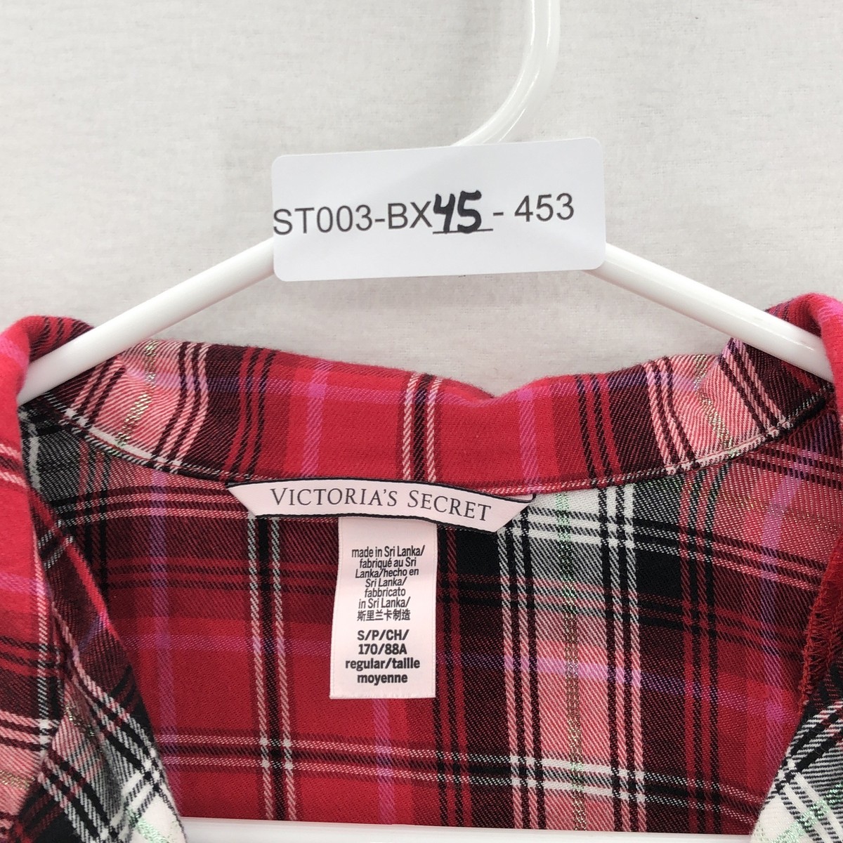 Victorias Secret Womens Red Plaid Flannel Sparkle Long
