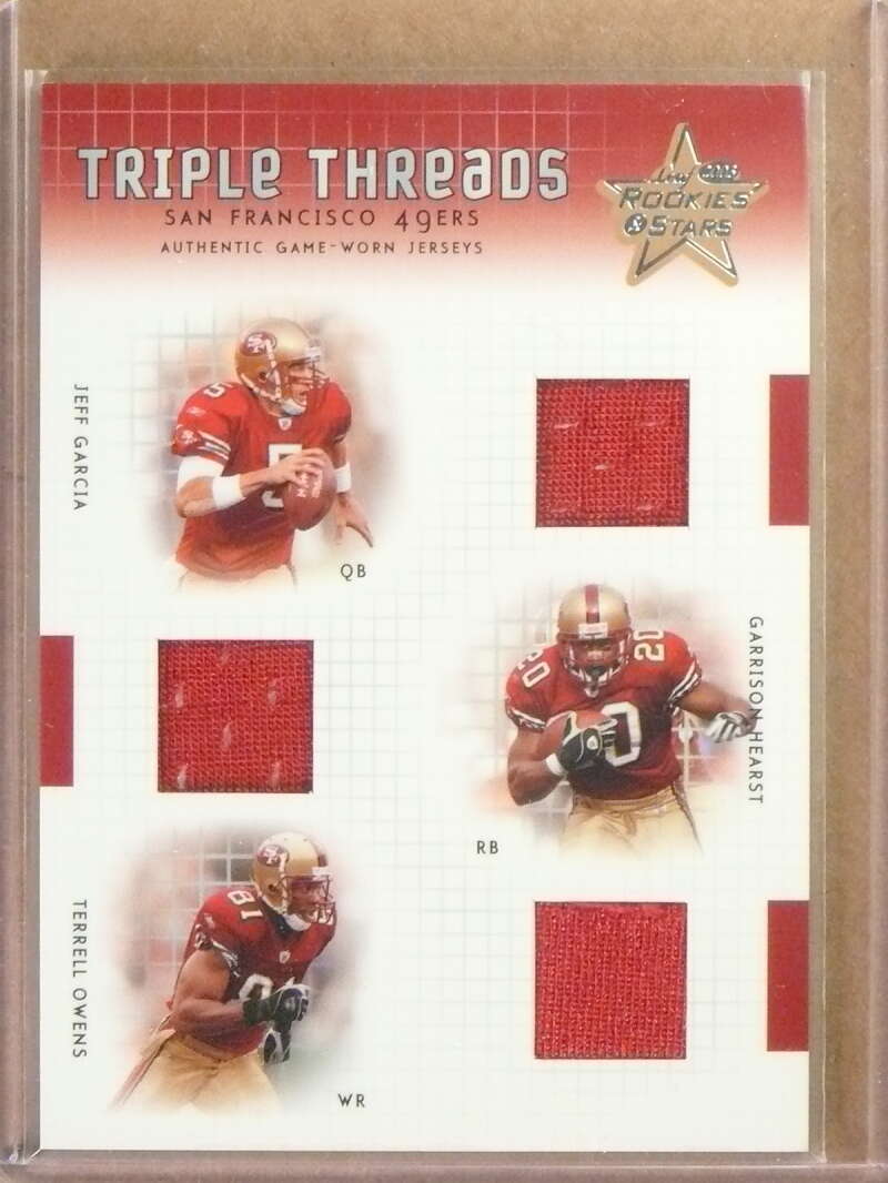 2003 Leaf Rookies Stars Jeff Gacia Terrell Owens Hearst Threads Jersey