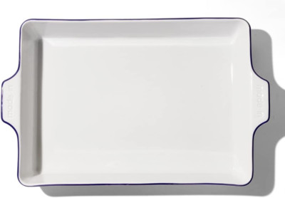 Handcrafted Navy Rim Porcelain Baking Dish - Professional Cookware from France