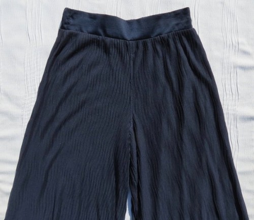 Pantalones al tobillo ANTHROPOLOGIE US para mujer 8 M azul marino plisados tiro alto pierna ancha - Imagen 3 de 5