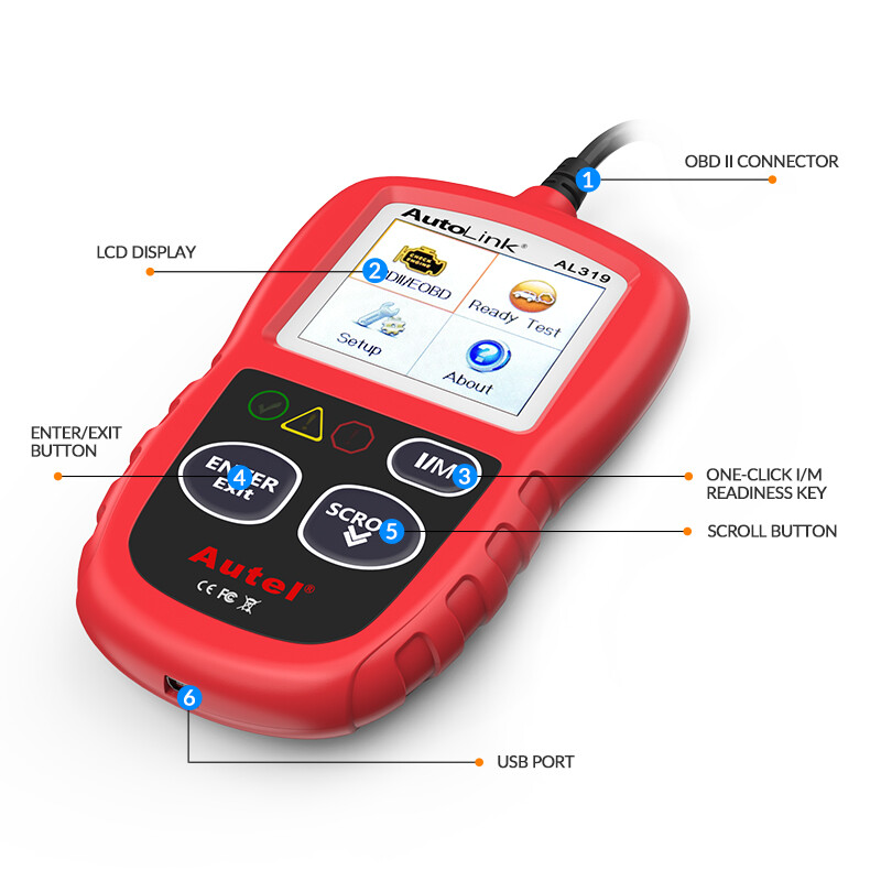 Autel Autolink AL319 Car Code Reader OBD2 OBDII CAN Auto