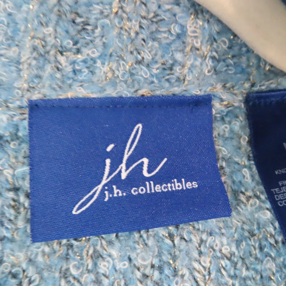 Suéter JH COLLECTIBLES Mujer Medio Azul Boucle Grueso Tejido Cuello Botón Foto 2 de 4