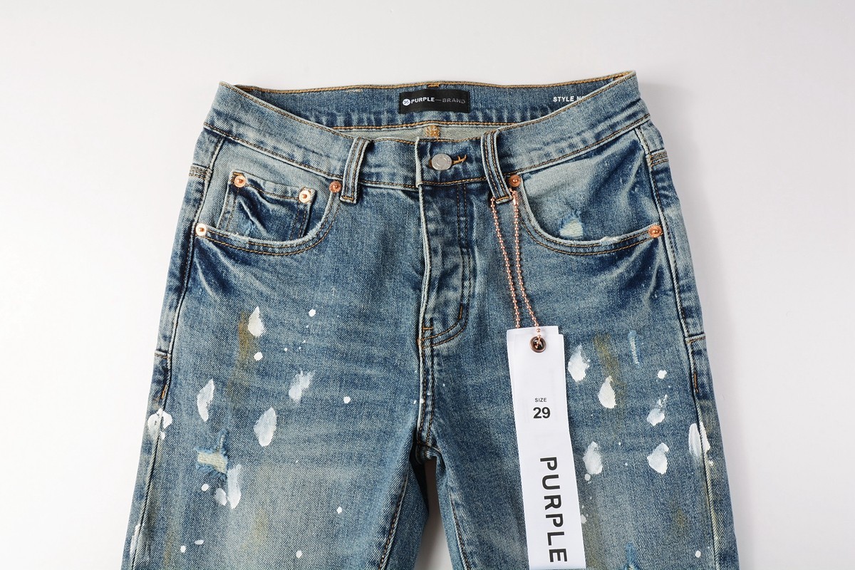 2026 New Purple brand Men's Fashion classic ink jet pattern jeans