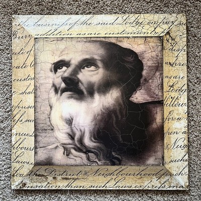 14.5  x 14.5  Sid Dickens Memory Plaque Block -  Wisdom s Face  A5 1997 - wood