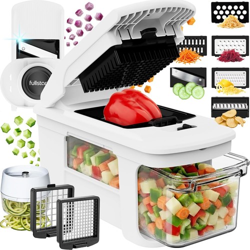 Fullstar Pro XL Vegetable Chopper & Mandoline Slicer w 11 in 1, White