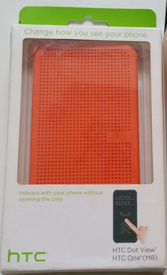 New REAL HTC One M8 Dot View Orange Flip Smart Cover Case