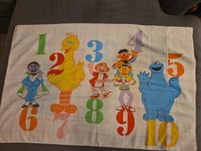 Vtg Sesame Street Pillow Case Standard Size 123 Counting numbers 2-sided 80's