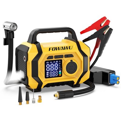 FOWAWU Booster Auto Starthilfe Powerbank mit Kompressor 9 in 1 Auto Starthilfe