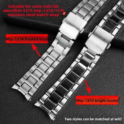 For Casio MDV 106 MTP-1374/MTP-1375/VD01 22mm Stainless Steel Watch Band Strap 