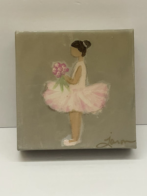 Original 6x6 Glossy Canvas Art Ballerina Ballet Dancer Recital Gift Brunette