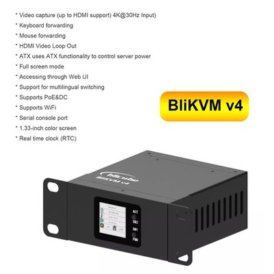 BliKVMv4 Allwinner KVM Over IP PoE HDMI Loop Out Process Control Operat IPKVM