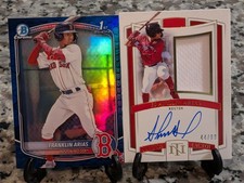 Arias #44/44 Twin Lot: Bowman Blue Reptilian Refractor /150 & Gold Patch Auto