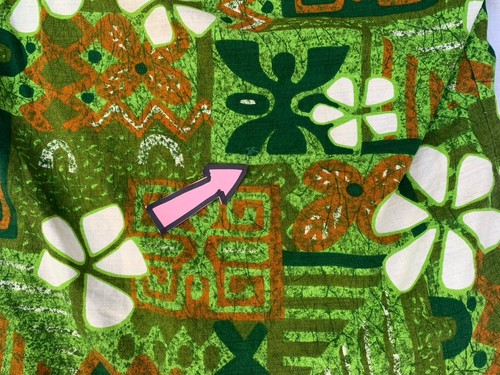 Vintage Men's Green Bark Cloth Royal Hawaiian Shirt 1970's Cotton Medium - Picture 7 of 7