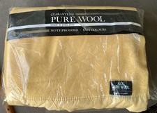 New Unused Vintage Pure Wool Mothproofed 200x 250 cm Warm Yellow Blanket England