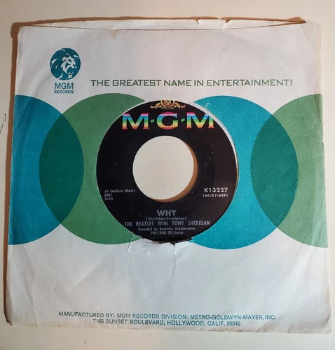 Beatles with Tony Sheridan WHY/CRY FOR A SHADOW (RARE ROCK 45) #13227 PLAYS VG+