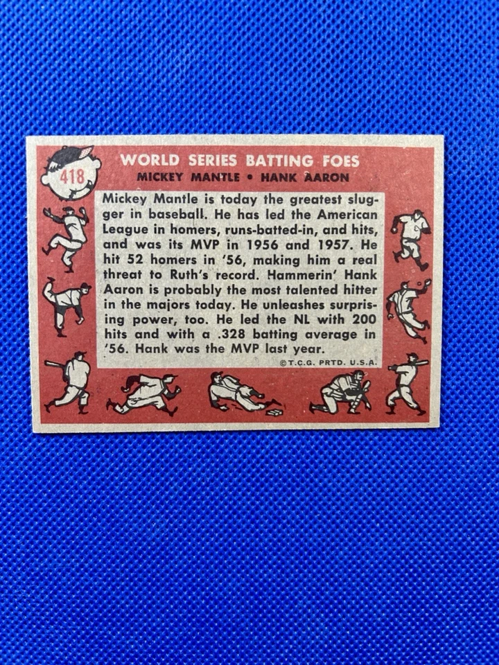 1958 Topps #418 World Series Batting Foes high-end NM HOF B58#418A1 - Image 2 of 2