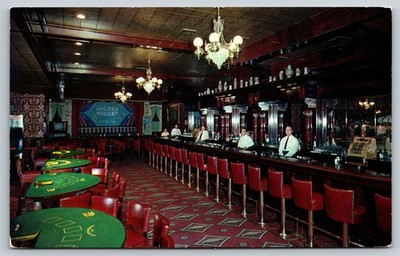 Nevada NV Las Vegas Sands Golden Nugget Gambling Hall Saloon Postcard K32