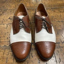 ALLEN EDMONDS Sanford Wingtip Shoes Men 10.5 EEE Brown White Derby Two Tone