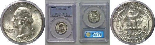 1936-D Washington Quarter   PCGS MS-64