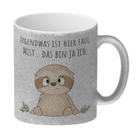 Faultier Glitzer-Kaffeebecher Mit Spruch Ich Bin Faul