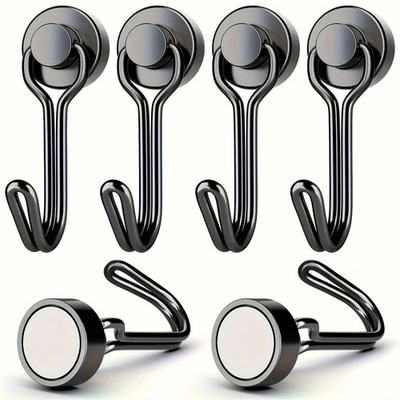 20pcs Heavy-duty Black Magnetic Hooks with Strong Neodymium Hold
