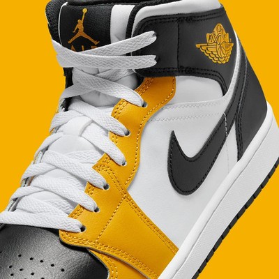 Nike Air Jordan 1 Mid Shoes Yellow Ochre Black White DQ8426-701