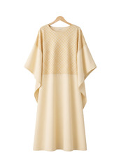 African Kaftan Maxi Dress Women s Cream Gingham Print Boat Neck Modest Loose Fit