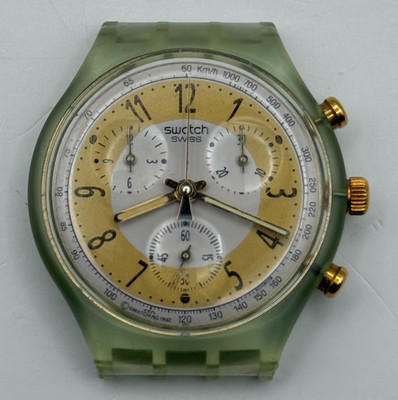 Vintage Swatch Chrono Uhr SCG100 Golden Globe 1992 ETA Quartz Swiss 40mm Teile