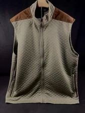 Cremieux Men’s Quilted Vest with Faux Suede Shoulder Patches Size XL