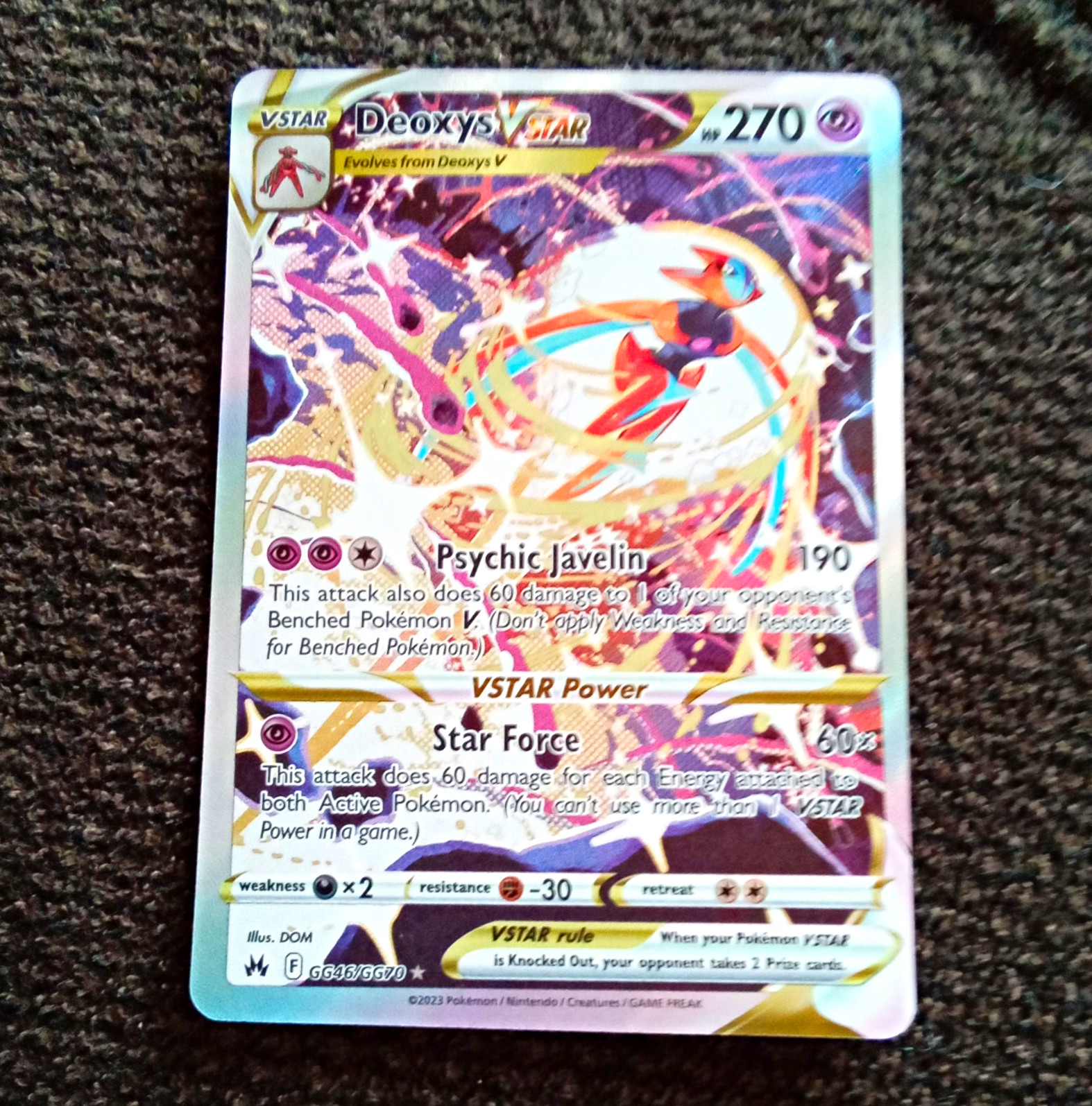 Pokemon Deoxys VSTAR GG46/GG70 Crown Zenith Galarian Gallery UR Holo 270HP EN