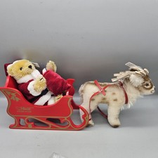 VTG. Steiff BUTTON IN EAR Friends of Christmas Teddy Bear Reindeer Sleigh Set