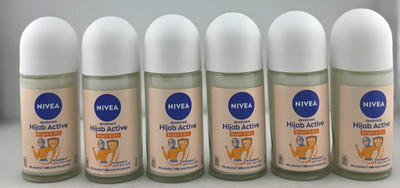 NIVEA Deodorant Roll On Brightening Hijab Active Anti Bacterial 50ml (PACK OF 6)