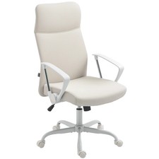 HOMCOM High Back Office Chair, Computer Desk Chair for Home, Cream White