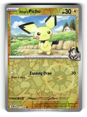 2025 Pokemon DRI Ethan's Pichu Reverse Holo 071/182