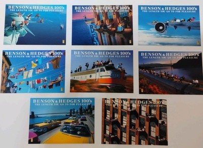 Vintage Benson & Hedges 100's Postcards Package Of 8 Smoking Ads Philip Morris