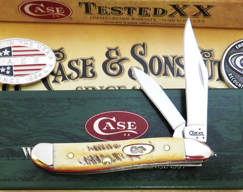 Case XX Bone Stag Peanut Knife 2007 Never Used At All Chipped GREAT 1 2 Carry NR