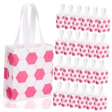 24 Pcs Pink Soccer Goodie Bags for Girls Soccer Party Supplies Non-woven